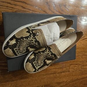Vince Camuto Women's Snake Print Loafers - Black and Tan